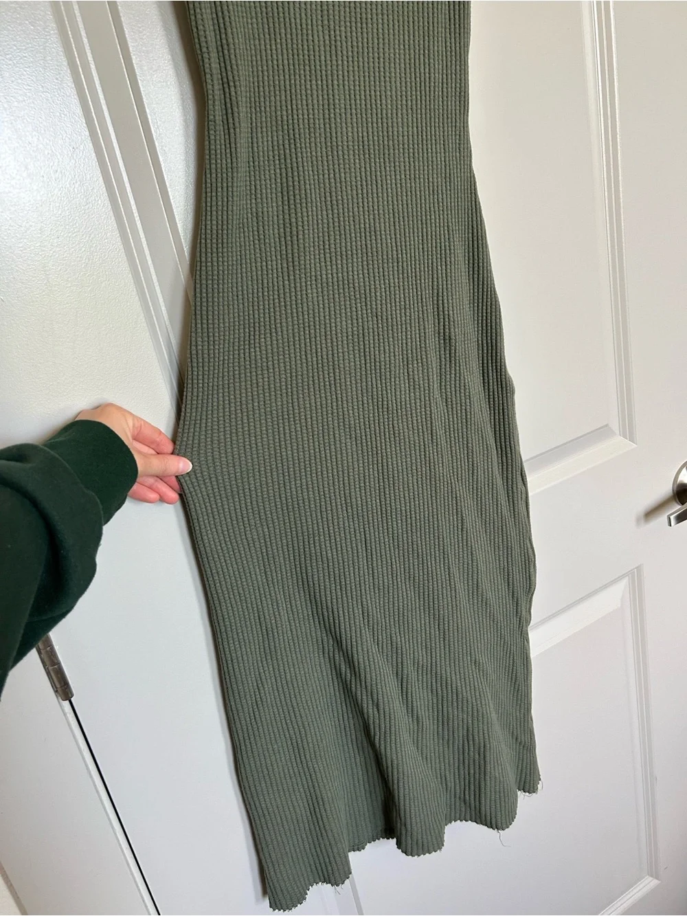 Stateside Olive Waffle Textured Sleeveless Turtleneck Midi Dress